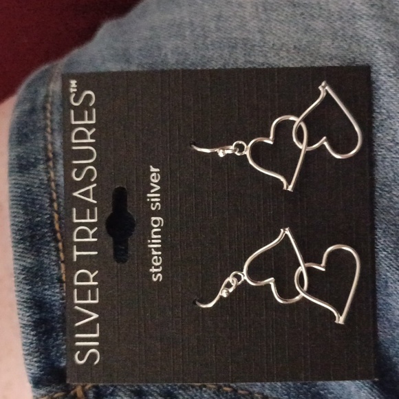 Sterling silver dangle heart earrings - Picture 1 of 2